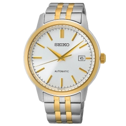 Reloj Seiko Neo Classic de hombre automático en acero dorado y esfera blanca, SRPH92K1.
