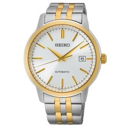 Reloj Seiko Neo Classic de hombre automático en acero dorado y esfera blanca, SRPH92K1.