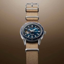 Reloj Seiko automático de hombre en acero open heart con esfera azul, SSA453J1.