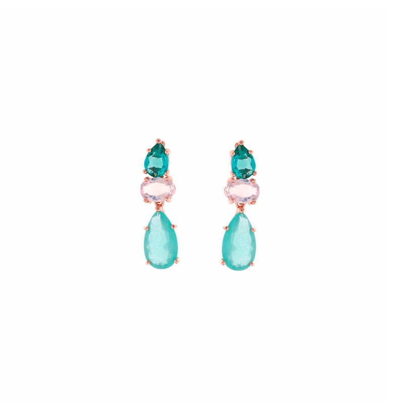 Pendientes de plata rosada y piedras pastel, de Salvatore Plata, 252A0060.