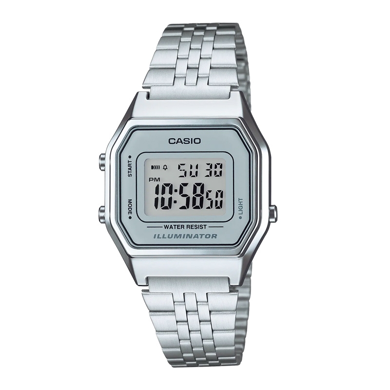 Reloj Casio Retro Collection digital de mujer, en plateado LA680WEA-7EF.