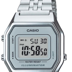 Reloj Casio Retro Collection digital de mujer, en plateado LA680WEA-7EF.