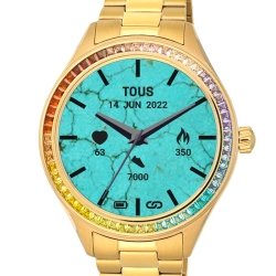 Reloj Tous T-Connect Shine mujer en acero dorado y circonitas coloridas, 200351041.