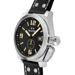 Reloj Tw Steel Canteen de hombre en acero con correa de cuero, TW1001.