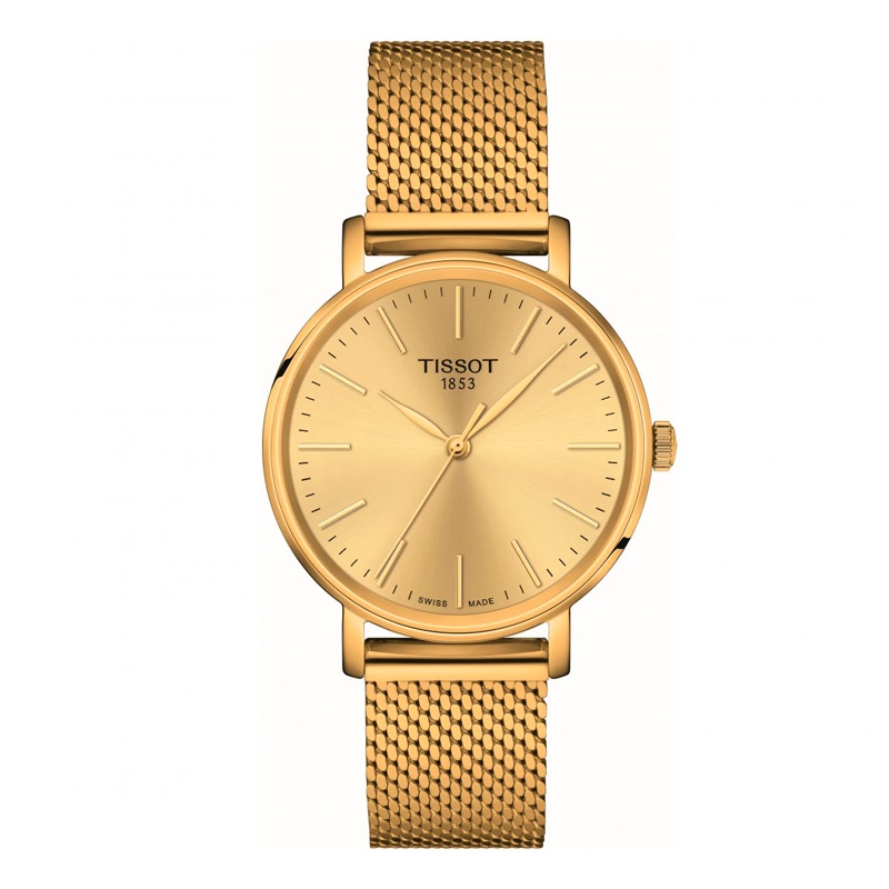 Reloj Tissot EveryTime Lady de mujer en acero 316L PVD oro amarillo, T1432103302100.