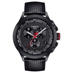 Reloj Tissot T-Race Cycling de hombre en acero PVD negro y correa de cuero, T1354173705102.