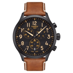 Reloj Tissot Chono XL de hombre PVD negro y correa de cuero, T1166173609200.
