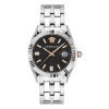 Reloj Versace Greca Time de hombres en acero con dial negro grabado, VE3K00322.