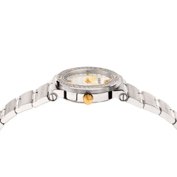 Reloj Versace Greca Mini para mujeres en acero con esfera blanca, VEZ100321.