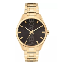Reloj Versace V-Vertical de hombres en acero IP dorado con dial negro, VE3H00622.