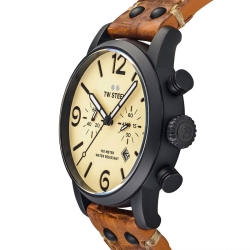 Reloj Tw Steel de hombre Maverick 45mm., cronógrafo y correa marrón MS43.