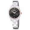Reloj Lotus Trendy de mujer clásico en acero con esfera negra, 18795/4.