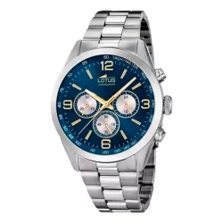 Reloj Lotus Minimalist de hombre cronógrafo en acero con esfera azul, 18152/G.