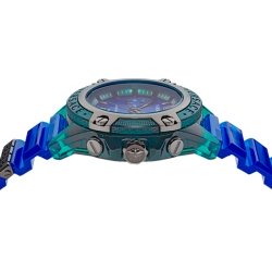 Reloj Versace Geo Chrono de hombres IP negro con correa de silicona, VEZ701122.