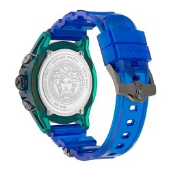 Reloj Versace Geo Chrono de hombres IP negro con correa de silicona, VEZ701122.