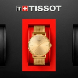 Reloj Tissot EveryTime de hombre en acero 316L en PVD oro amarillo, T1434103302100.
