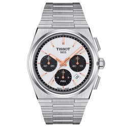 Reloj Tissot PRX automático cronógrafo con diales negros y detalles rosé, T1374271101100.