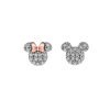 Pendientes Disney de Minie y Mickey hecho en plata con lazo dorado y circonitas, ES00015TZWL.