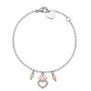 Pulsera de plata Disney con corazón, circonitas y perlas, BS00009TPZL-55.CS.