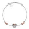 Pulsera de plata Disney con Minnie, circonitas y lazos rosé, BS00041TZWL-55.CS
