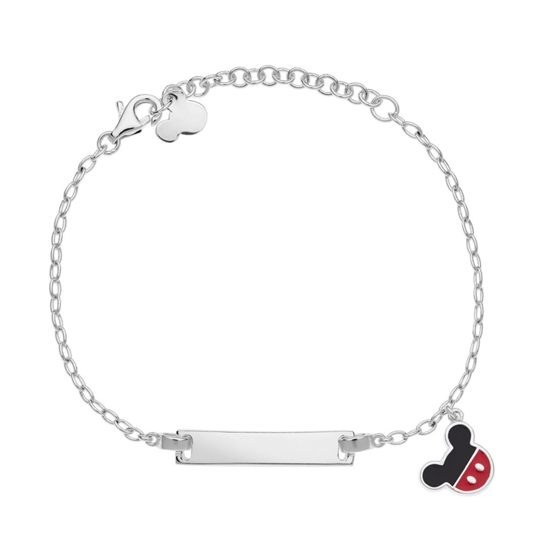 Esclava plata Disney con colgante Mickey en negro y rojo, BS00049SL-55.CS.