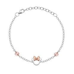 Pulsera de plata Disney con Minnie y cristal rosa, BS00033TRWL-55.CS.