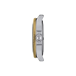 Reloj Tissot Seastar 1000 de 36 mm con esfera negra y detalles dorados, T1202102105100.