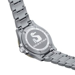 Reloj Tissot Seastar 1000 de 36 mm con esfera negra y detalles dorados, T1202102105100.