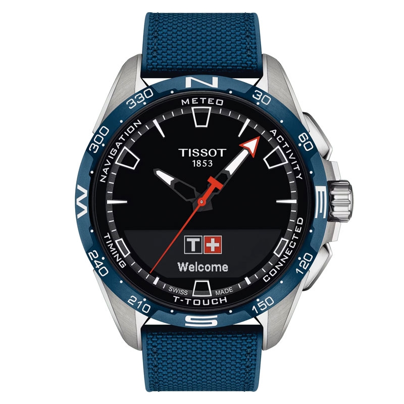 Reloj Tissot T-Touch Connect Solar de titanio y bisel azul, T1214204705106.