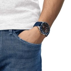 Reloj Tissot T-Touch Connect Solar de titanio y bisel azul, T1214204705106.