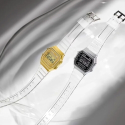 ❤️ Reloj Casio Vintage plateado y correa transparente, A168XES-1BEF.