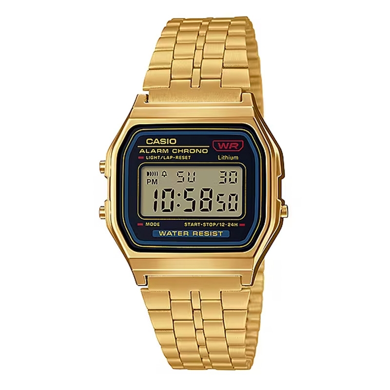 Reloj Casio Vintage digital en dorado y esfera negra, A159WGEA-1EF.