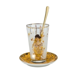 Juego de vaso de latte machiato, cucharilla y plato "Adele" de Gustav Klimt, Goeble