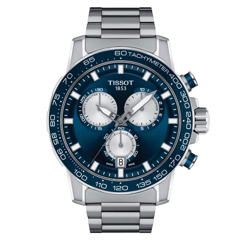 Reloj Tissot SuperSport Chrono de hombre en acero y esfera azul, T1256171104100.