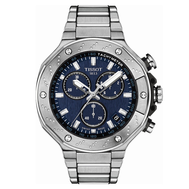 Reloj Tissot T-Race Chronograph en acero y esfera azul, T1414171104100.