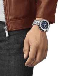 Reloj Tissot T-Race Chronograph en acero y esfera azul, T1414171104100.