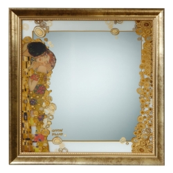 Espejo decorado en dorado "El beso" de Gustav Klimt, Goebel.