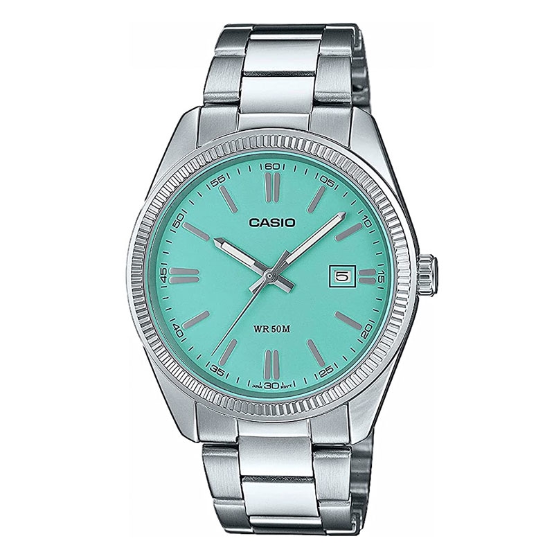 Reloj Casio de hombres plateado y esfera turquesa, MTP-1302PD-2A2VEF.