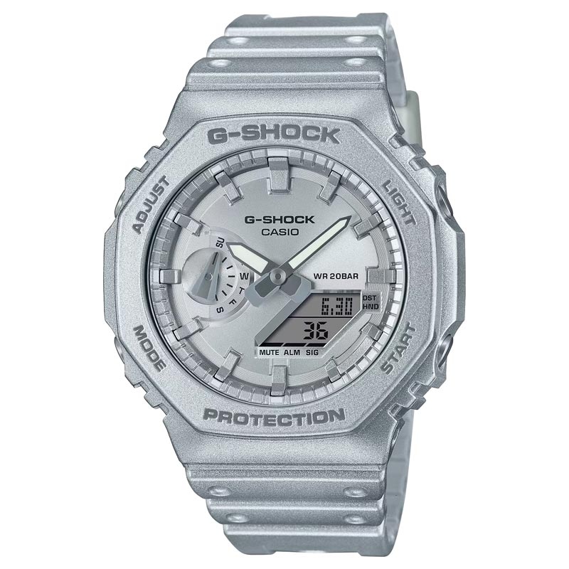 Reloj G-Shock versión retrofuturista resina plateada, GA-2100FF-8AER
