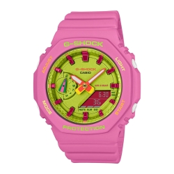 Reloj G-Shock S de mujer en rosa y esfera amarillo, GMA-S2100BS-4AER.