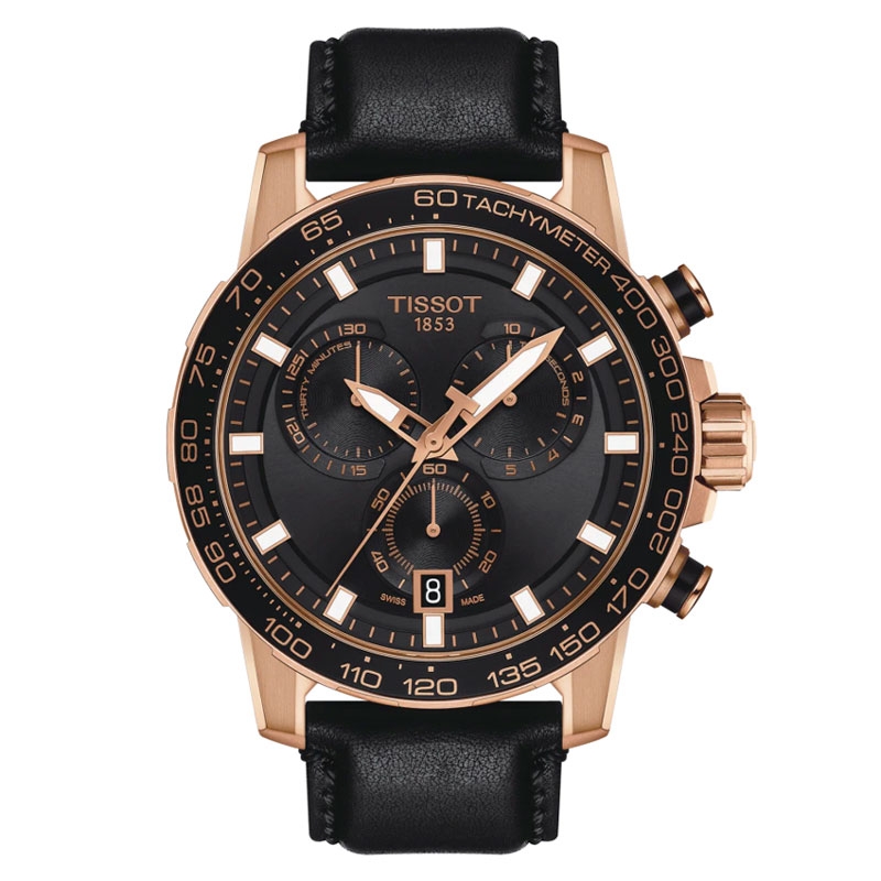 Reloj Tissot SuperSport Chrono hombre en rosado y negro, T1256173605100.