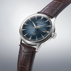 Reloj Seiko Presage Cocktail Midnight Blue Moon, esfera azul, SRPK15J1.