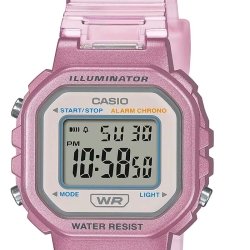Reloj Casio Pop infantil correa transparente rosada, LA-20WHS-4AEF.