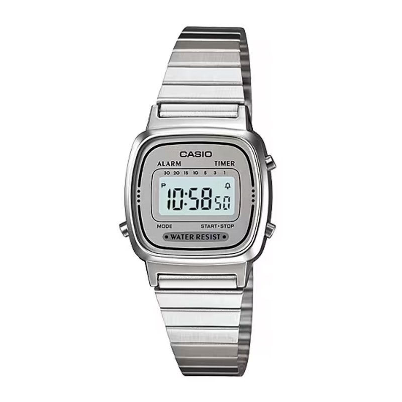 Reloj Casio Vintage de mujer plateado con esfera plata, LA670WEA-7EF.