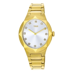 Reloj Tous Karat Oval dorado y circonitas en esfera, 200351055.