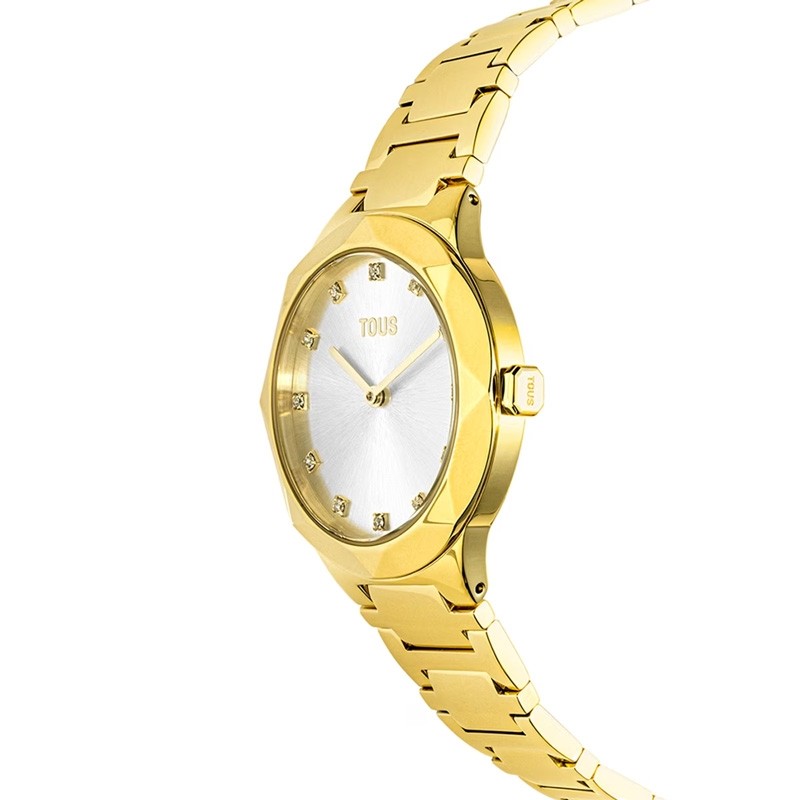 Reloj Tous Karat Round dorado y circonitas en esfera, 200351053.