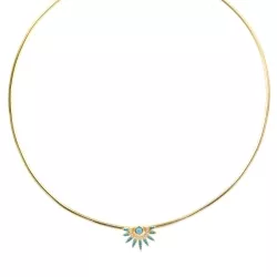 Collar chocker plata dorada y circonitas azules de Salvatore Plata, 195C0067.