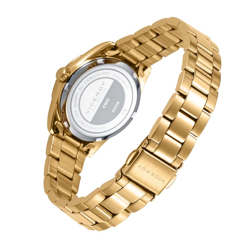 Reloj Viceroy Chic de mujer dorado con esfera rosa, 42438-97.