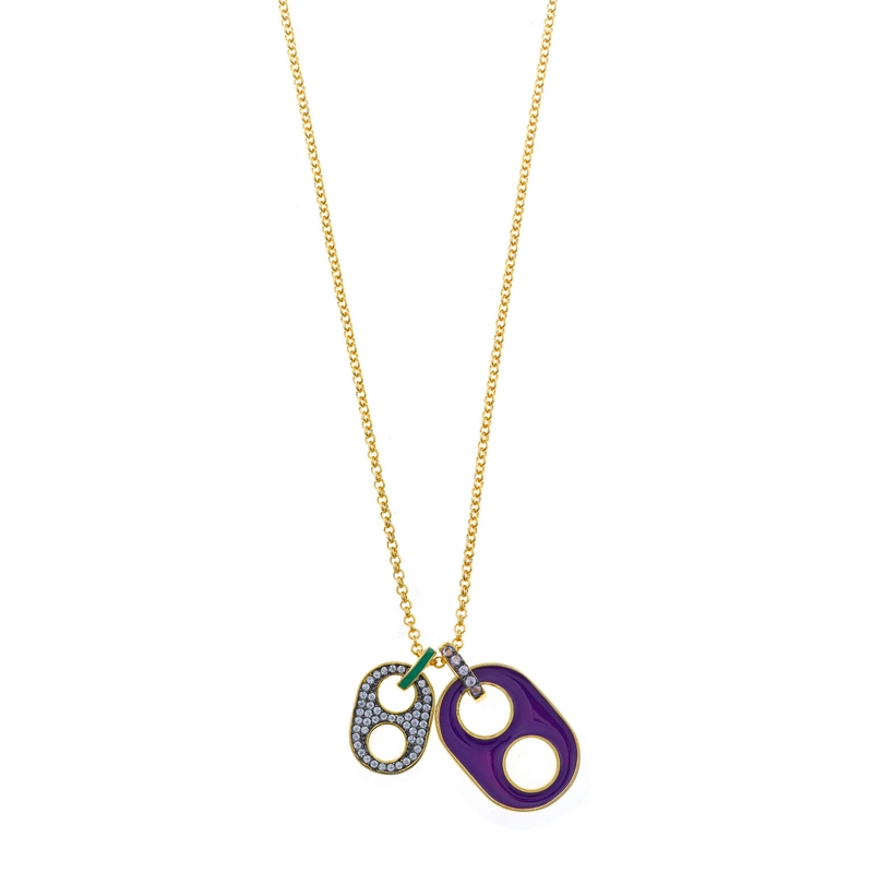 Colgante de plata dorado con esmalte y circonitas, Salvatore Plata, 151C0048.