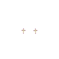 Pendientes en cruz de plata dorada y esmalte lila, Salvatore Plata, 213A0363.